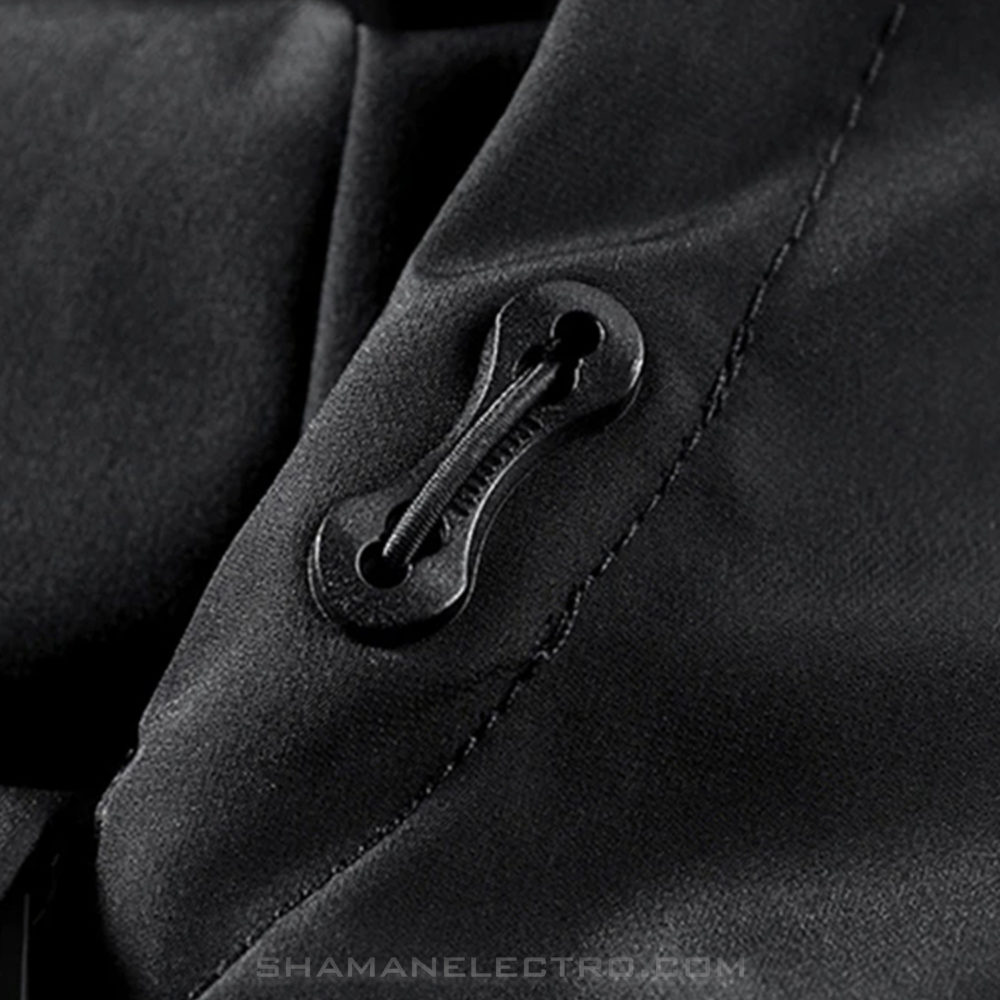 Techwear Black Hooded Jacket Detail 02