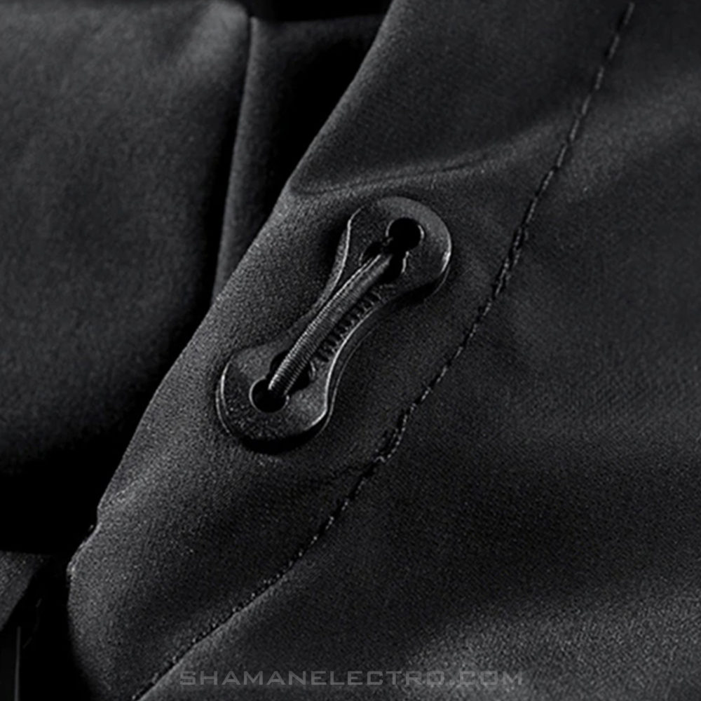 Techwear Black Hooded Jacket Detail 02 Techwear Black Hooded Jacket Detail 02