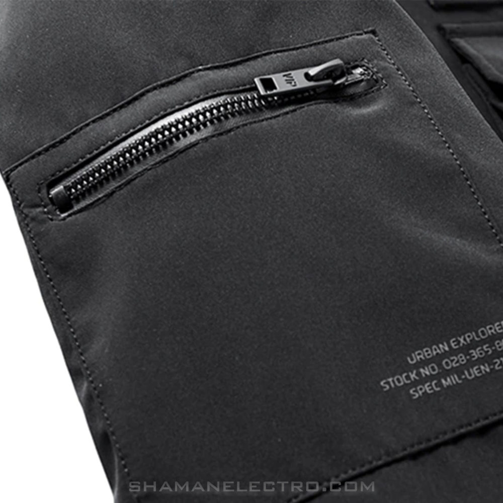 Techwear Black Hooded Jacket Detail 06 Techwear Black Hooded Jacket Detail 06